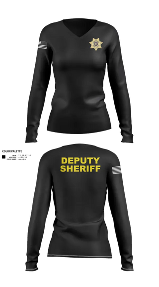 Womens Long Sleeve Vneck Shirt, Huntingdon County Sheriff’s Office, Police, Teamtime, Team time, sublimation, custom sports apparel, team uniforms, spirit wear, spiritwear, sports uniforms, custom shirts, team store, custom team store, fundraiser sports, apparel fundraiser