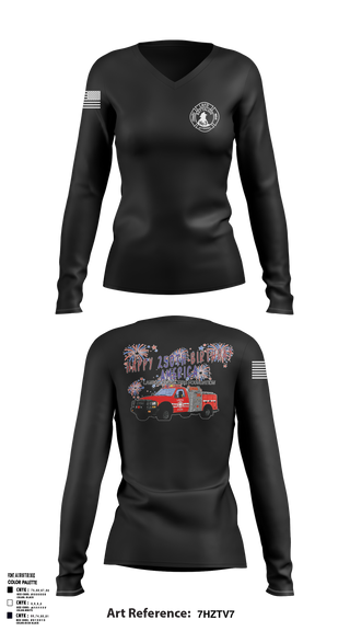 Womens Long Sleeve Vneck Shirt, Lander rural fire, Fire Department, Teamtime, Team time, sublimation, custom sports apparel, team uniforms, spirit wear, spiritwear, sports uniforms, custom shirts, team store, custom team store, fundraiser sports, apparel fundraiser