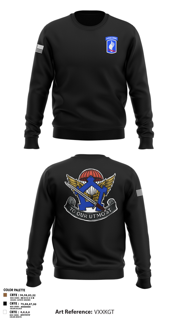 Crew Neck Sweatshirt, HHC, Brigade Support Battalion 173D IBCT(A), , Teamtime, Team time, sublimation, custom sports apparel, team uniforms, spirit wear, spiritwear, sports uniforms, custom shirts, team store, custom team store, fundraiser sports, apparel fundraiser