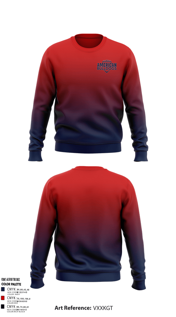 Crew Neck Sweatshirt, American Bulldogs, Softball, Teamtime, Team time, sublimation, custom sports apparel, team uniforms, spirit wear, spiritwear, sports uniforms, custom shirts, team store, custom team store, fundraiser sports, apparel fundraiser