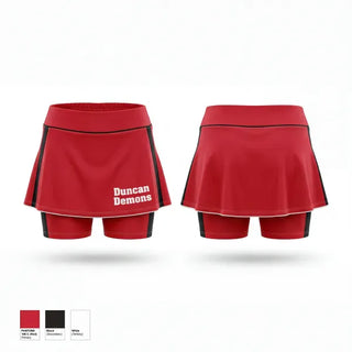 Skort, Duncan Demons, Tennis, Teamtime, Team time, sublimation, custom sports apparel, team uniforms, spirit wear, spiritwear, sports uniforms, custom shirts, team store, custom team store, fundraiser sports, apparel fundraiser