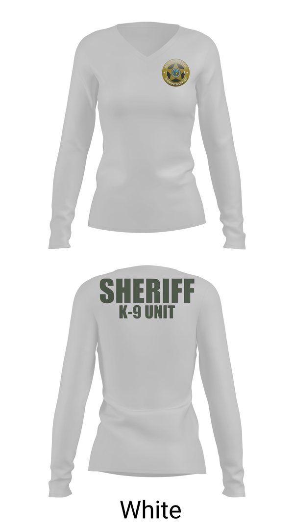 Womens Long Sleeve Vneck Shirt, Pender County Sheriff’s Office K9, Police, Teamtime, Team time, sublimation, custom sports apparel, team uniforms, spirit wear, spiritwear, sports uniforms, custom shirts, team store, custom team store, fundraiser sports, apparel fundraiser