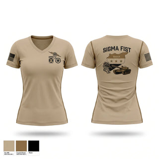 Womens Short Sleeve Vneck Shirt, 1/115th FA HHB DET 1, Army, Teamtime, Team time, sublimation, custom sports apparel, team uniforms, spirit wear, spiritwear, sports uniforms, custom shirts, team store, custom team store, fundraiser sports, apparel fundraiser