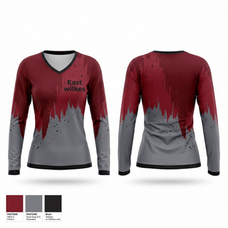Womens Long Sleeve Vneck Shirt, East wilkes, , Teamtime, Team time, sublimation, custom sports apparel, team uniforms, spirit wear, spiritwear, sports uniforms, custom shirts, team store, custom team store, fundraiser sports, apparel fundraiser