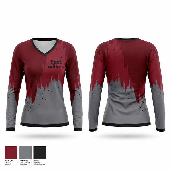 Womens Long Sleeve Vneck Shirt, East wilkes, , Teamtime, Team time, sublimation, custom sports apparel, team uniforms, spirit wear, spiritwear, sports uniforms, custom shirts, team store, custom team store, fundraiser sports, apparel fundraiser
