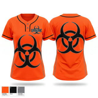 Two Button Softball Jersey, Epidemic, Softball, Teamtime, Team time, sublimation, custom sports apparel, team uniforms, spirit wear, spiritwear, sports uniforms, custom shirts, team store, custom team store, fundraiser sports, apparel fundraiser