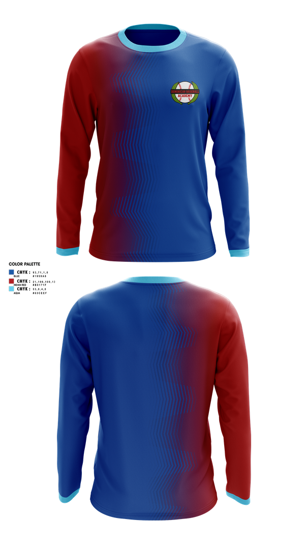 Long Sleeve Performance Shirt, Dominican baseball Academy, Baseball, Teamtime, Team time, sublimation, custom sports apparel, team uniforms, spirit wear, spiritwear, sports uniforms, custom shirts, team store, custom team store, fundraiser sports, apparel fundraiser