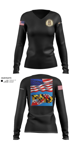 Womens Long Sleeve Vneck Shirt, Greenbelt police Charlie squad, Police, Teamtime, Team time, sublimation, custom sports apparel, team uniforms, spirit wear, spiritwear, sports uniforms, custom shirts, team store, custom team store, fundraiser sports, apparel fundraiser