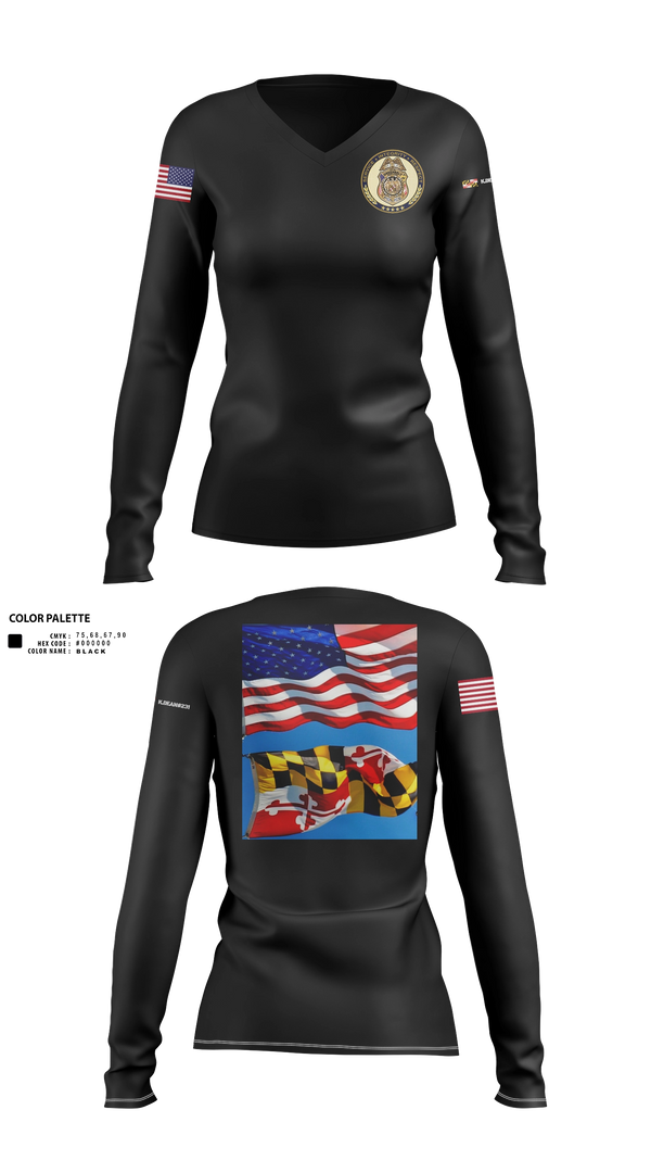 Womens Long Sleeve Vneck Shirt, Greenbelt police Charlie squad, Police, Teamtime, Team time, sublimation, custom sports apparel, team uniforms, spirit wear, spiritwear, sports uniforms, custom shirts, team store, custom team store, fundraiser sports, apparel fundraiser
