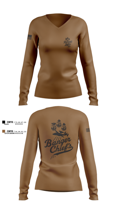 VAW-117 15130068 Women's Long Sleeve V-neck Shirt - 4