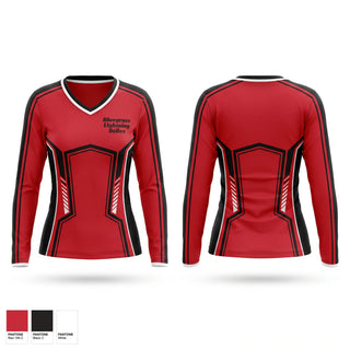 Womens Long Sleeve Vneck Shirt, Bluegrass Lightning Belles, Softball, Teamtime, Team time, sublimation, custom sports apparel, team uniforms, spirit wear, spiritwear, sports uniforms, custom shirts, team store, custom team store, fundraiser sports, apparel fundraiser