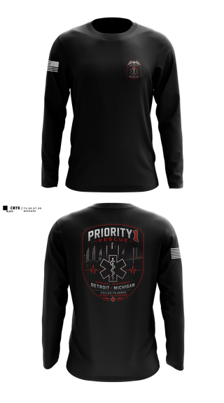 Long Sleeve Performance Shirt, Priority 1 Rescue, EMS/EMT, Teamtime, Team time, sublimation, custom sports apparel, team uniforms, spirit wear, spiritwear, sports uniforms, custom shirts, team store, custom team store, fundraiser sports, apparel fundraiser