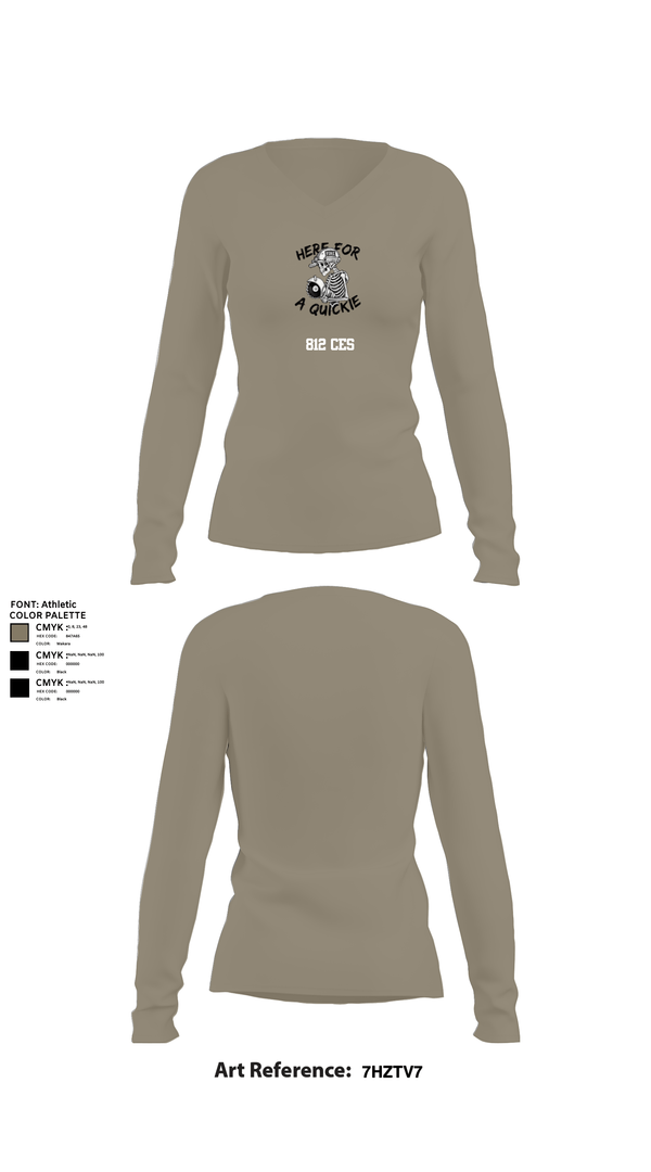 Womens Long Sleeve Vneck Shirt, 812 CES, Air Force, Teamtime, Team time, sublimation, custom sports apparel, team uniforms, spirit wear, spiritwear, sports uniforms, custom shirts, team store, custom team store, fundraiser sports, apparel fundraiser