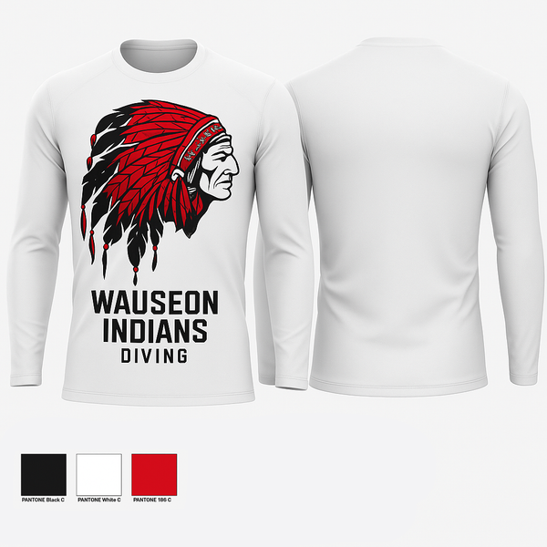 Long Sleeve Performance Shirt, Wauseon Indians Diving, Swimming, Teamtime, Team time, sublimation, custom sports apparel, team uniforms, spirit wear, spiritwear, sports uniforms, custom shirts, team store, custom team store, fundraiser sports, apparel fundraiser
