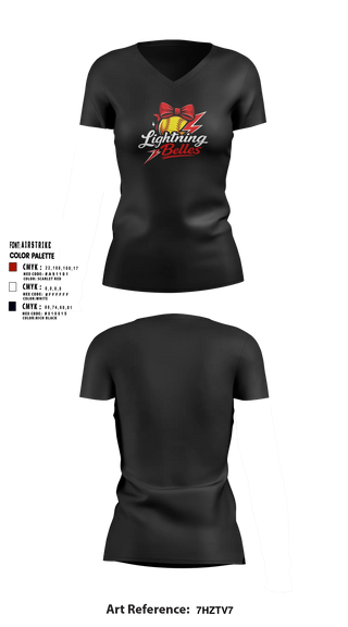 Womens Short Sleeve Vneck Shirt, Bluegrass Lightning Belles, Softball, Teamtime, Team time, sublimation, custom sports apparel, team uniforms, spirit wear, spiritwear, sports uniforms, custom shirts, team store, custom team store, fundraiser sports, apparel fundraiser