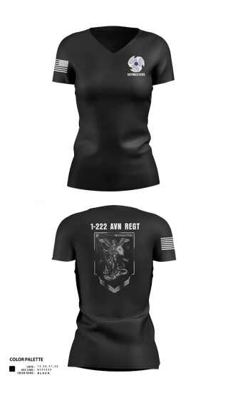 Womens Short Sleeve Vneck Shirt, 1-222 Aviaition Regiment, Army, Teamtime, Team time, sublimation, custom sports apparel, team uniforms, spirit wear, spiritwear, sports uniforms, custom shirts, team store, custom team store, fundraiser sports, apparel fundraiser