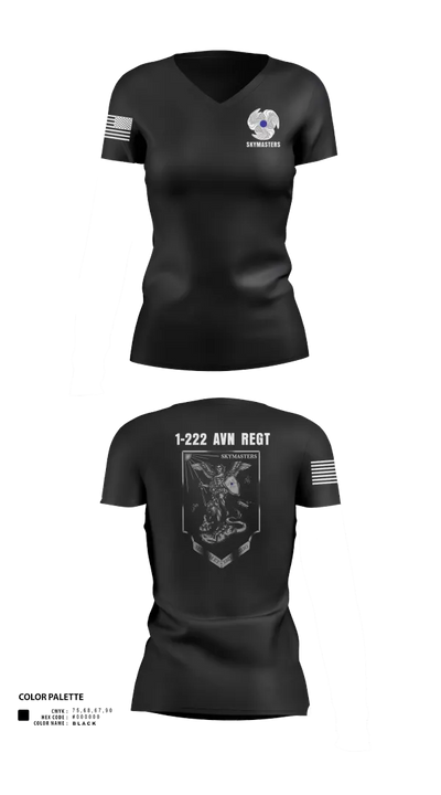 1-222 Aviaition Regiment 73134658 Women's Short Sleeve V-neck Shirt - 21