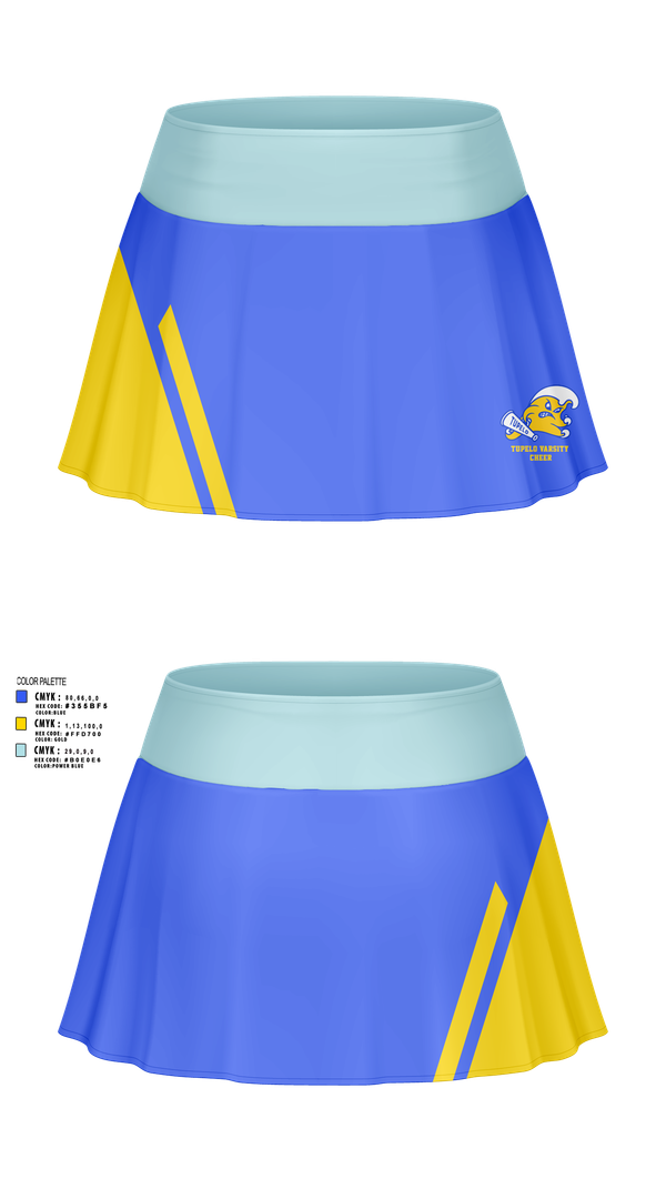 Skort, Tupelo Varsity Cheer, Cheer, Teamtime, Team time, sublimation, custom sports apparel, team uniforms, spirit wear, spiritwear, sports uniforms, custom shirts, team store, custom team store, fundraiser sports, apparel fundraiser