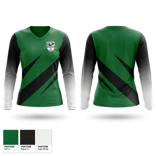 Womens Long Sleeve Vneck Shirt, BU13 Rush-Henrietta Falcons, Men's Soccer, Teamtime, Team time, sublimation, custom sports apparel, team uniforms, spirit wear, spiritwear, sports uniforms, custom shirts, team store, custom team store, fundraiser sports, apparel fundraiser