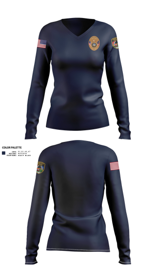 Womens Long Sleeve Vneck Shirt, Tabor City Police, Police, Teamtime, Team time, sublimation, custom sports apparel, team uniforms, spirit wear, spiritwear, sports uniforms, custom shirts, team store, custom team store, fundraiser sports, apparel fundraiser