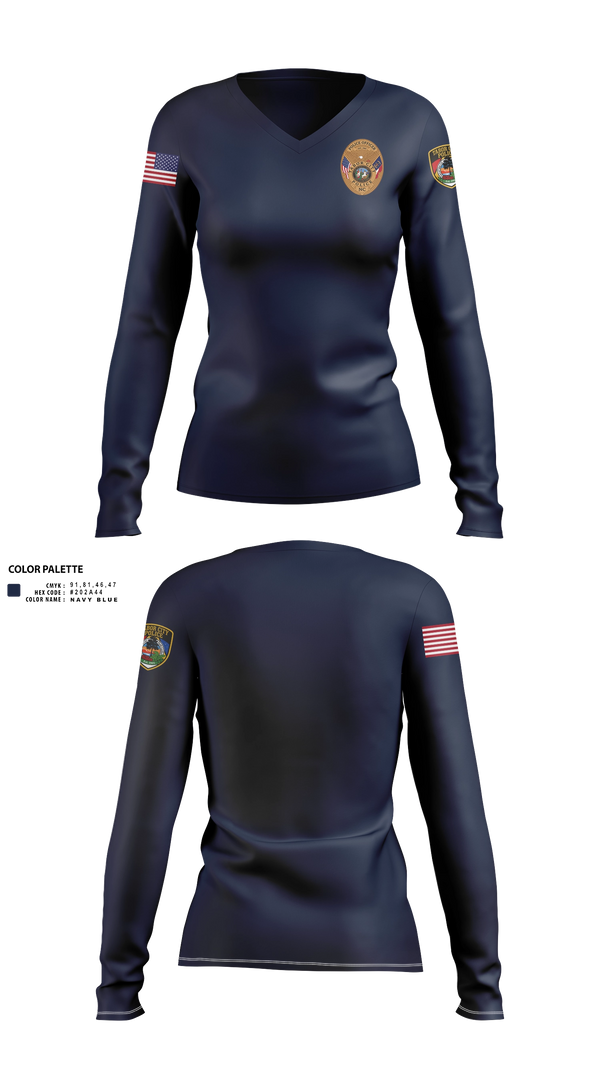 Womens Long Sleeve Vneck Shirt, Tabor City Police, Police, Teamtime, Team time, sublimation, custom sports apparel, team uniforms, spirit wear, spiritwear, sports uniforms, custom shirts, team store, custom team store, fundraiser sports, apparel fundraiser
