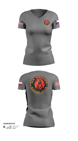 Womens Short Sleeve Vneck Shirt, San Fernando Boxing Club, Spirit Store, Teamtime, Team time, sublimation, custom sports apparel, team uniforms, spirit wear, spiritwear, sports uniforms, custom shirts, team store, custom team store, fundraiser sports, apparel fundraiser