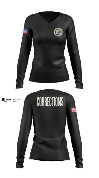 Womens Long Sleeve Vneck Shirt, Greenup county detention center, Police, Teamtime, Team time, sublimation, custom sports apparel, team uniforms, spirit wear, spiritwear, sports uniforms, custom shirts, team store, custom team store, fundraiser sports, apparel fundraiser