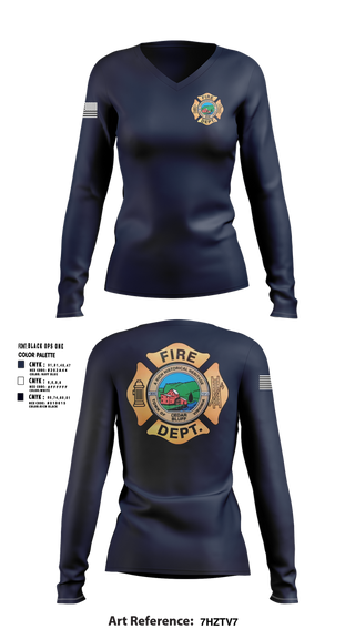 Womens Long Sleeve Vneck Shirt, Cedar Bluff Fire Department, Fire Department, Teamtime, Team time, sublimation, custom sports apparel, team uniforms, spirit wear, spiritwear, sports uniforms, custom shirts, team store, custom team store, fundraiser sports, apparel fundraiser
