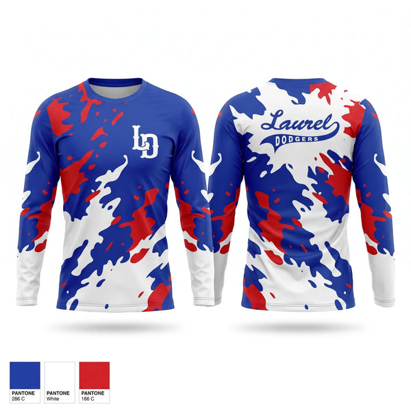 Long Sleeve Performance Shirt, Laurel Dodgers, Baseball, Teamtime, Team time, sublimation, custom sports apparel, team uniforms, spirit wear, spiritwear, sports uniforms, custom shirts, team store, custom team store, fundraiser sports, apparel fundraiser