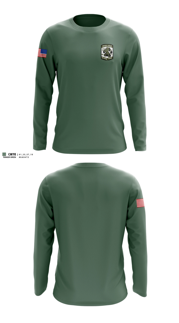 Long Sleeve Performance Shirt, Baytown Police K-9, Police, Teamtime, Team time, sublimation, custom sports apparel, team uniforms, spirit wear, spiritwear, sports uniforms, custom shirts, team store, custom team store, fundraiser sports, apparel fundraiser