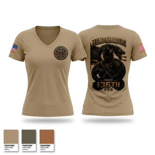 Womens Short Sleeve Vneck Shirt, HHC 136th ESB, Army, Teamtime, Team time, sublimation, custom sports apparel, team uniforms, spirit wear, spiritwear, sports uniforms, custom shirts, team store, custom team store, fundraiser sports, apparel fundraiser