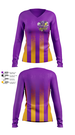 Womens Long Sleeve Vneck Shirt, Twister Sisters, Softball, Teamtime, Team time, sublimation, custom sports apparel, team uniforms, spirit wear, spiritwear, sports uniforms, custom shirts, team store, custom team store, fundraiser sports, apparel fundraiser