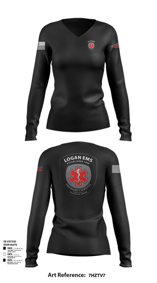 Womens Long Sleeve Vneck Shirt, Logan EMS, , Teamtime, Team time, sublimation, custom sports apparel, team uniforms, spirit wear, spiritwear, sports uniforms, custom shirts, team store, custom team store, fundraiser sports, apparel fundraiser