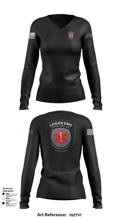 Logan EMS 80686657 Women's Long Sleeve V-neck Shirt - 1