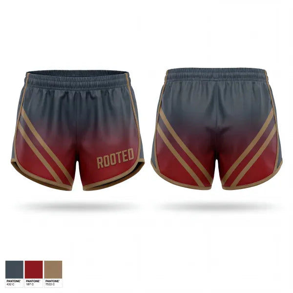 Womens Shorts, ROOTED, Baseball, Teamtime, Team time, sublimation, custom sports apparel, team uniforms, spirit wear, spiritwear, sports uniforms, custom shirts, team store, custom team store, fundraiser sports, apparel fundraiser