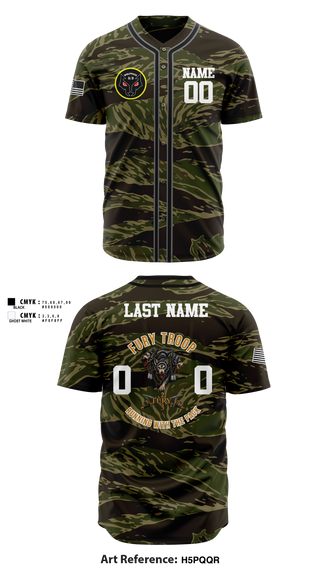Full Button Baseball Jersey, 3/2 CR Fury Troop, Army, Teamtime, Team time, sublimation, custom sports apparel, team uniforms, spirit wear, spiritwear, sports uniforms, custom shirts, team store, custom team store, fundraiser sports, apparel fundraiser