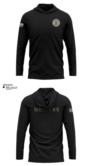 Long Sleeve Performance Shirt with hood, Williamson County K-9 Unit, Police, Teamtime, Team time, sublimation, custom sports apparel, team uniforms, spirit wear, spiritwear, sports uniforms, custom shirts, team store, custom team store, fundraiser sports, apparel fundraiser
