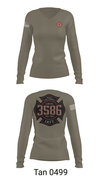 Womens Long Sleeve Vneck Shirt, Local 3586 West Des Moines, Fire Department, Teamtime, Team time, sublimation, custom sports apparel, team uniforms, spirit wear, spiritwear, sports uniforms, custom shirts, team store, custom team store, fundraiser sports, apparel fundraiser