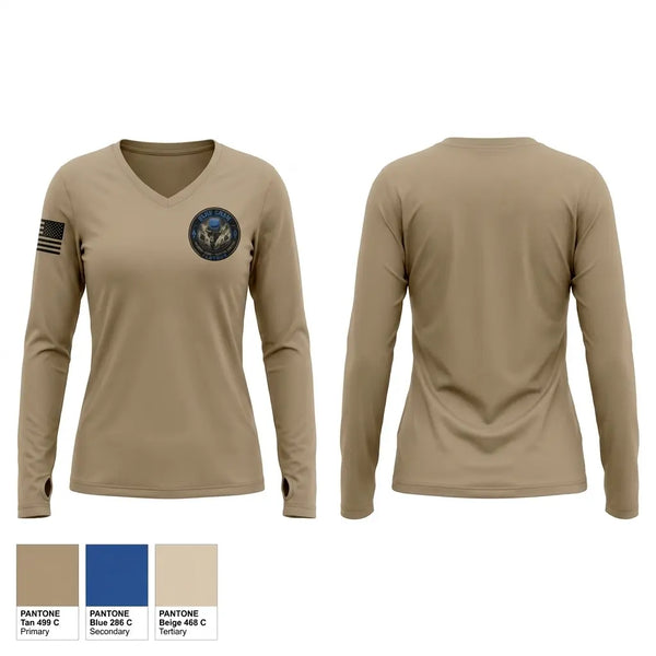 Womens Long Sleeve Vneck Shirt, TTBF 2026, National Guard, Teamtime, Team time, sublimation, custom sports apparel, team uniforms, spirit wear, spiritwear, sports uniforms, custom shirts, team store, custom team store, fundraiser sports, apparel fundraiser