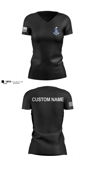 Womens Short Sleeve Vneck Shirt, Pershing Rifles, National Guard, Teamtime, Team time, sublimation, custom sports apparel, team uniforms, spirit wear, spiritwear, sports uniforms, custom shirts, team store, custom team store, fundraiser sports, apparel fundraiser