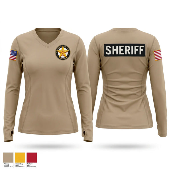 Womens Long Sleeve Vneck Shirt, Curry County Sheriff’s Office, Police, Teamtime, Team time, sublimation, custom sports apparel, team uniforms, spirit wear, spiritwear, sports uniforms, custom shirts, team store, custom team store, fundraiser sports, apparel fundraiser