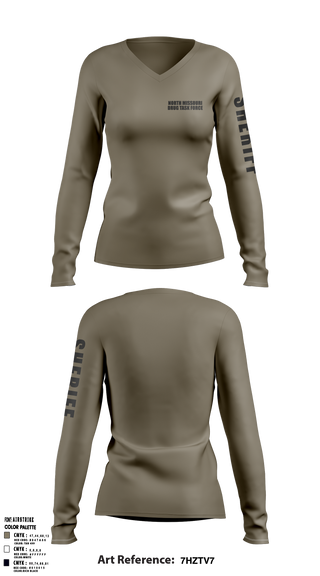 Womens Long Sleeve Vneck Shirt, North Missouri Drug Task Force, Police, Teamtime, Team time, sublimation, custom sports apparel, team uniforms, spirit wear, spiritwear, sports uniforms, custom shirts, team store, custom team store, fundraiser sports, apparel fundraiser
