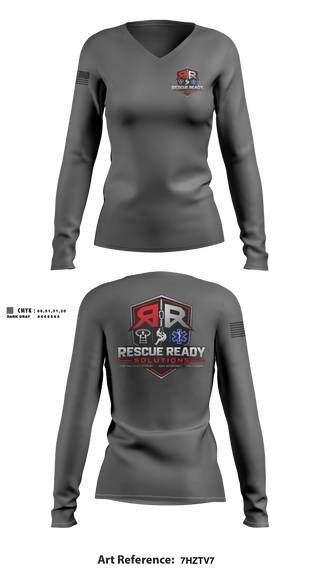Womens Long Sleeve Vneck Shirt, Rescue Ready Solutions, , Teamtime, Team time, sublimation, custom sports apparel, team uniforms, spirit wear, spiritwear, sports uniforms, custom shirts, team store, custom team store, fundraiser sports, apparel fundraiser