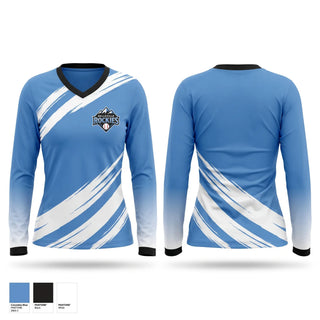 Womens Long Sleeve Vneck Shirt, Belleville Rockies, Baseball, Teamtime, Team time, sublimation, custom sports apparel, team uniforms, spirit wear, spiritwear, sports uniforms, custom shirts, team store, custom team store, fundraiser sports, apparel fundraiser