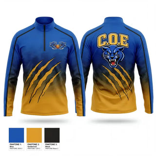 Quarter Zip Jacket, C.O.E Blue Panthers, Men's Basketball, Teamtime, Team time, sublimation, custom sports apparel, team uniforms, spirit wear, spiritwear, sports uniforms, custom shirts, team store, custom team store, fundraiser sports, apparel fundraiser