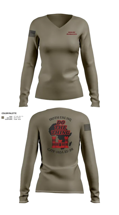 180th ESC 20338898 Women's Long Sleeve V-neck Shirt - 21