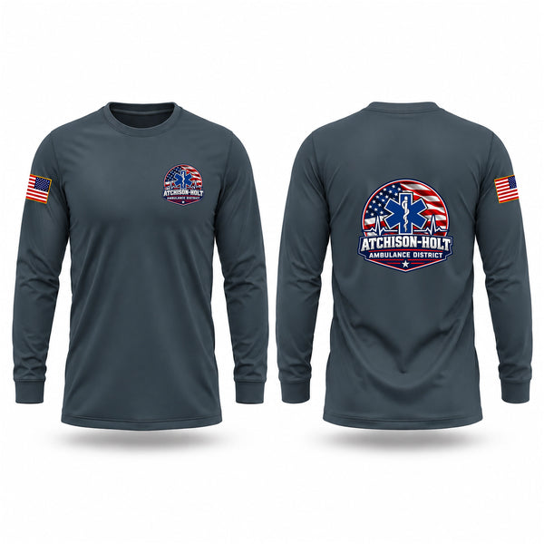 Long Sleeve Performance Shirt, Atchison Holt Ambulance District, EMS/EMT, Teamtime, Team time, sublimation, custom sports apparel, team uniforms, spirit wear, spiritwear, sports uniforms, custom shirts, team store, custom team store, fundraiser sports, apparel fundraiser