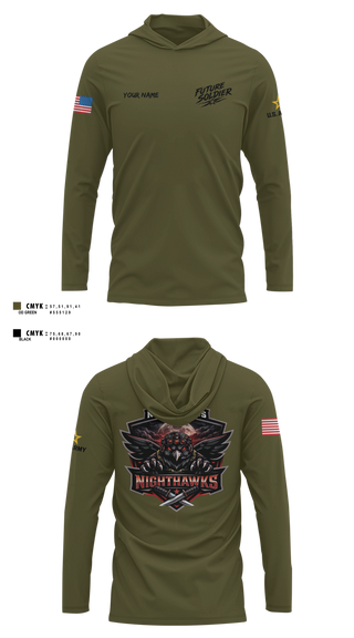 Long Sleeve hooded sunshirt, Northcross Recruiting Station, Army, Teamtime, Team time, sublimation, custom sports apparel, team uniforms, spirit wear, spiritwear, sports uniforms, custom shirts, team store, custom team store, fundraiser sports, apparel fundraiser