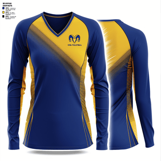 Women's Long Sleeve Vneck Shirt, Cuba High School Volleyball, Women's Volleyball, Teamtime, Team time, sublimation, custom sports apparel, team uniforms, spirit wear, spiritwear, sports uniforms, custom shirts, team store, custom team store, fundraiser sports, apparel fundraiser