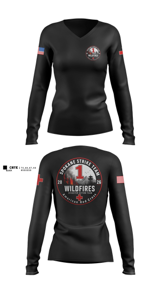 Womens Long Sleeve Vneck Shirt, American Red Cross, , Teamtime, Team time, sublimation, custom sports apparel, team uniforms, spirit wear, spiritwear, sports uniforms, custom shirts, team store, custom team store, fundraiser sports, apparel fundraiser
